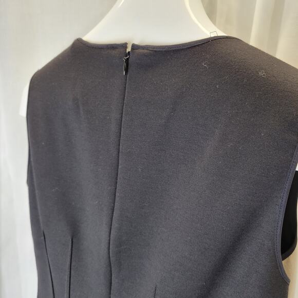 Tahari Black Tan Asymmetrical Sheath Office Dress with Zipper Accents, 8 - Picture 11 of 15